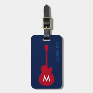 red guitar rock music travel luggage tag
