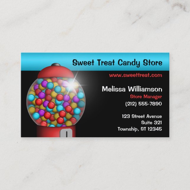 Red Gumball Machine Business Cards (Front)