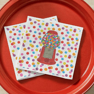 Red Gumball Machine Candy Bubble Gum Birthday Napkin