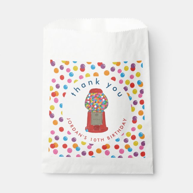 Red Gumball Machine Candy Bubble Gum Thank You  Favour Bag (Front)