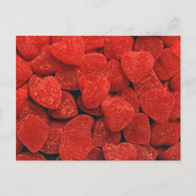 Red Gumdrop Hearts Postcard (Front)