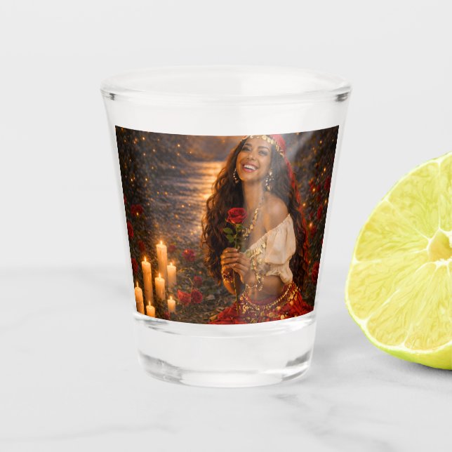 red gypsy shot glass  (Front)