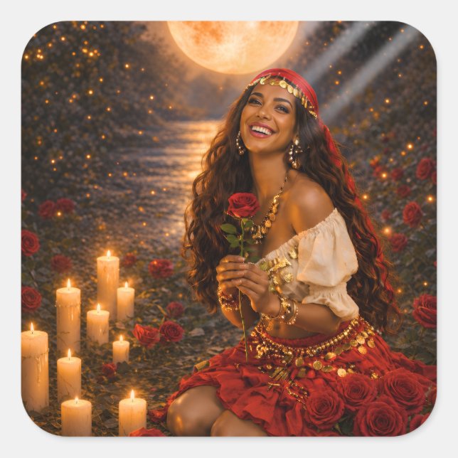 red gypsy  square sticker (Front)