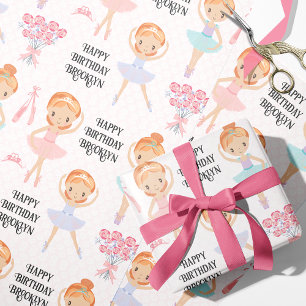 Red Hair Ballerina Personalised Wrapping Paper