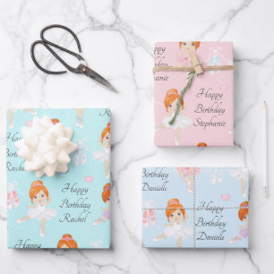 Red Hair Ballerina Wrapping Paper Sheets