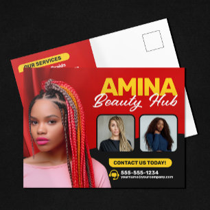 Red Hair & Beauty Salon Braider Hairstylist Wigs Postcard
