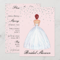 Red Hair Bride Illustration Diamond Bridal Shower
