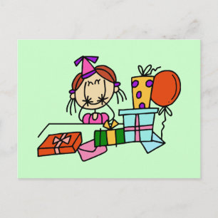 Red Hair Girl With Birthday Gifts T-shirts Postcard