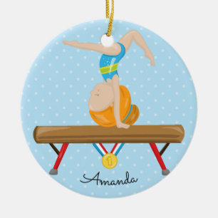 Red Hair Gymnast Gymnastics Christmas Ornament