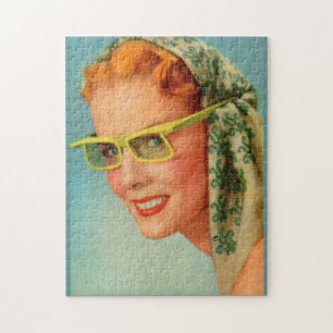 red hair, lemon yellow sunglasses jigsaw puzzle