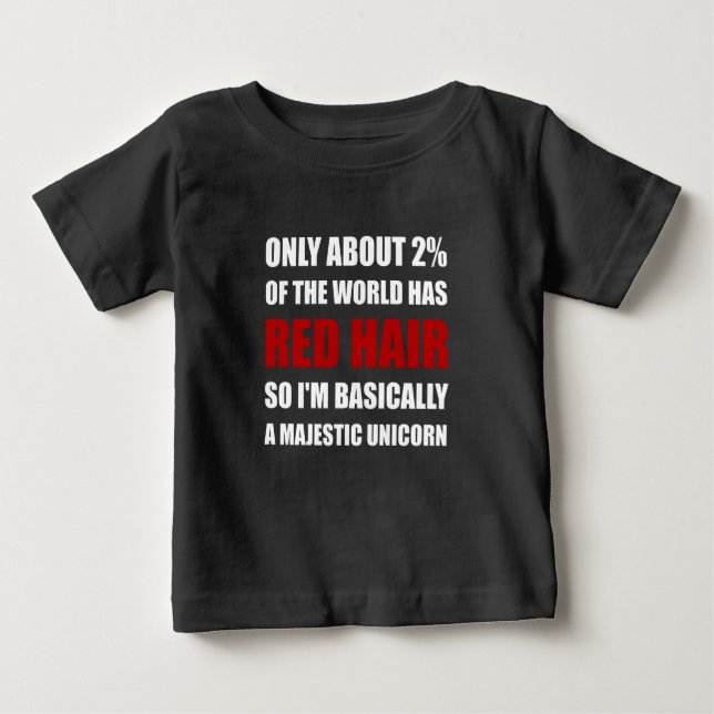 Red Hair Majestic Unicorn Baby T-Shirt (Front)