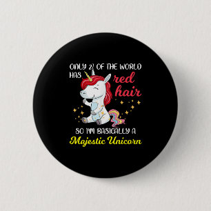 Red Hair Majestic Unicorn Funny Ginger Head Pride 6 Cm Round Badge