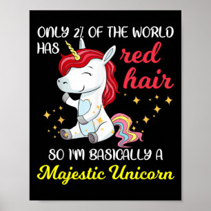 Red Hair Majestic Unicorn Funny Ginger Head Pride  Poster