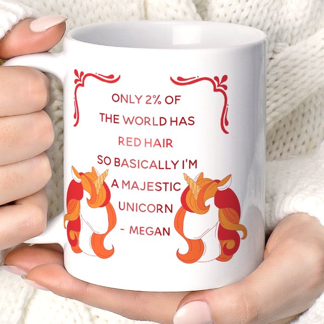Red Hair Majestic Unicorn Funny Personalised Coffee Mug (Creator Uploaded)