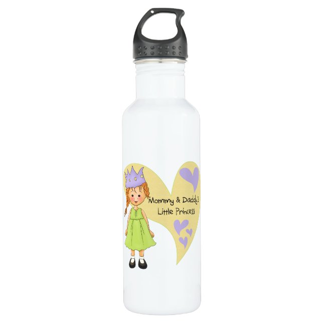 Red Hair Mummy and Daddy's Princess 710 Ml Water Bottle (Front)