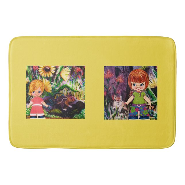 Red Hair Paper Dolls Bath Mat (Front)