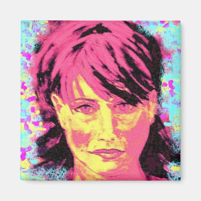 red hair pop art magnet (Front)