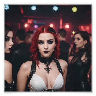 Red Hair Sexy Goth Girl in Goth Club Photo Print