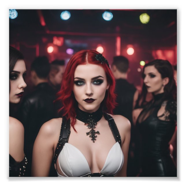Red Hair Sexy Goth Girl in Goth Club Photo Print (Front)