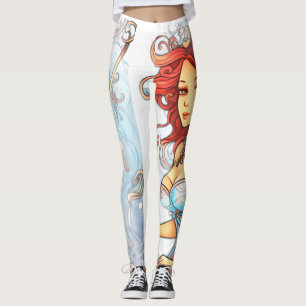 Red Hair Steampunk Mermaid Customised Tight Leggings
