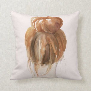 Red Hair Top Knot Bun Cushion