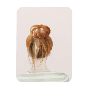 Red Hair Top Knot Bun Magnet