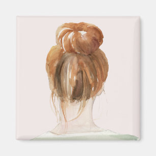 Red Hair Top Knot Bun Magnet