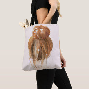 Red Hair Top Knot Bun Tote Bag