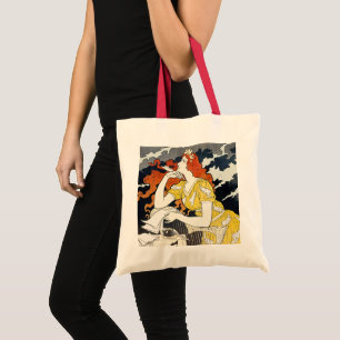 Red Hair Woman Yellow Dress Classic Art Nouveau Tote Bag