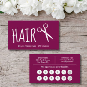 Red Hairdresser Flat Loyalty Card