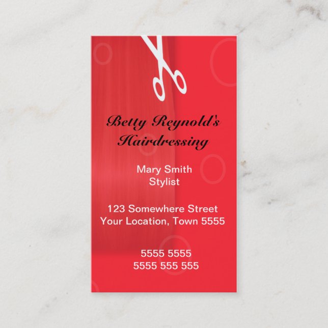 Red Hairdressing Business card (Front)