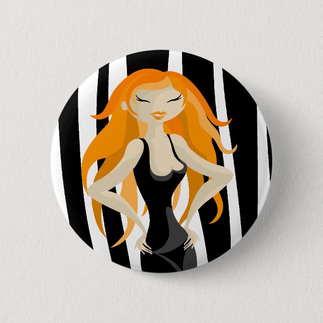 red-haired 6 cm round badge (Front)
