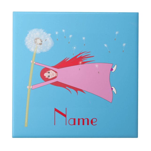 Red-haired Dandelion Girl Thunder_Cove Ceramic Tile (Front)