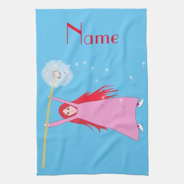 Red-haired Dandelion Girl Thunder_Cove  Tea Towel (Vertical)
