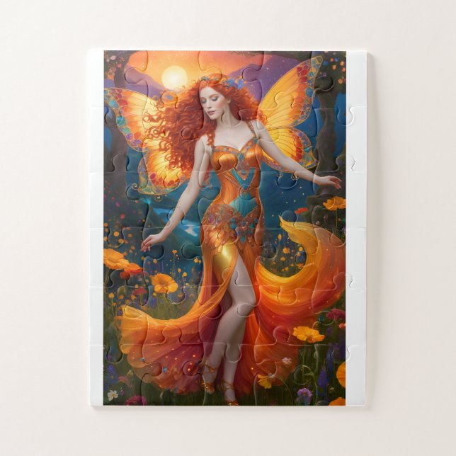 Red haired fey enchantress jigsaw puzzle (Vertical)