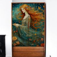 Red-Haired Girl with Flowers Decoupage