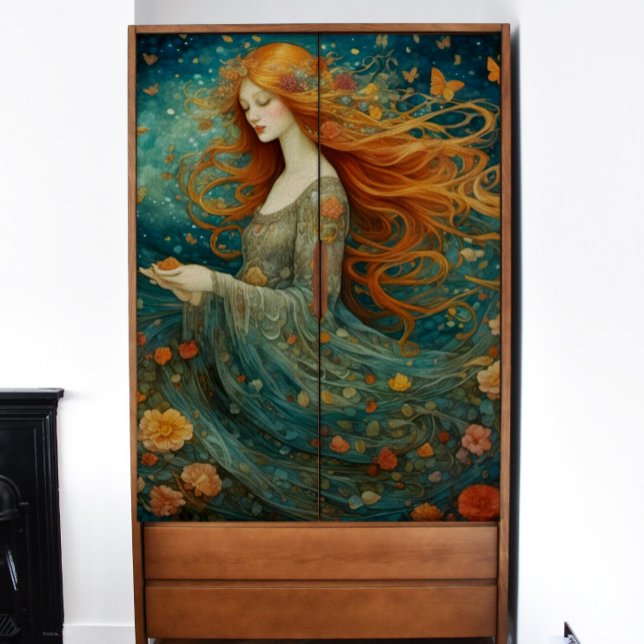 Red-Haired Girl with Flowers Decoupage Tissue Paper (Creator Uploaded)