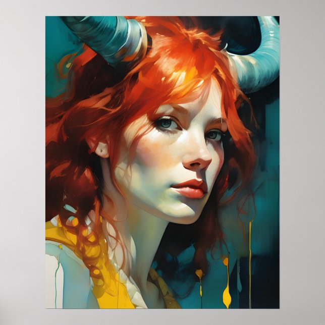 Red Haired Horned Goddess Poster (Front)