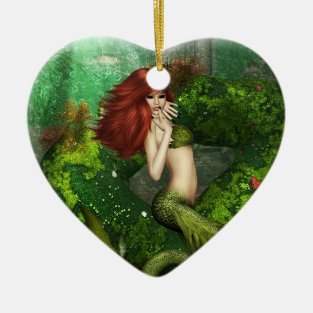 Red Haired Mermaid Ornament (Front)