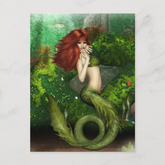 Red Haired Mermaid Postcard