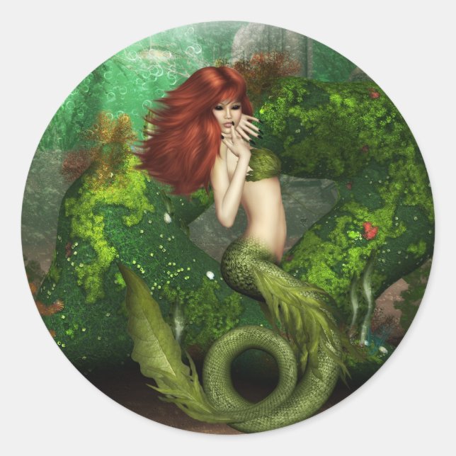 Red Haired Mermaid Stickers (Front)