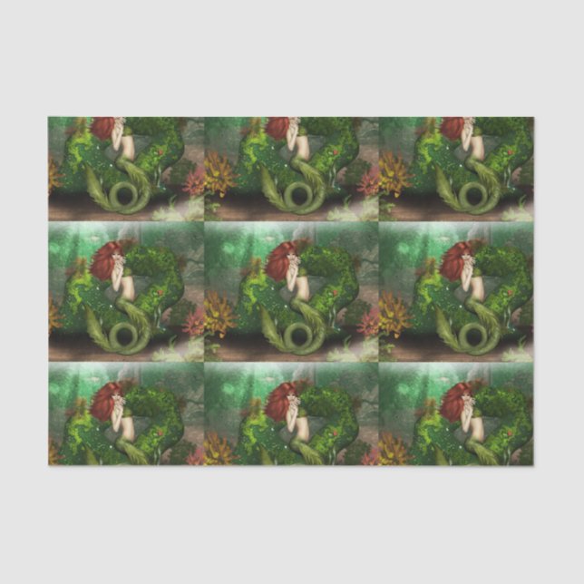 Red Haired Mermaid Tissue Paper (Front)