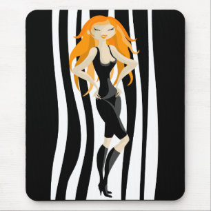 red-haired mouse pad