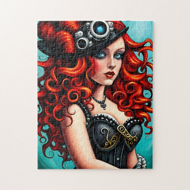 Red Haired Streampunk Woman Jigsaw Puzzle (Vertical)