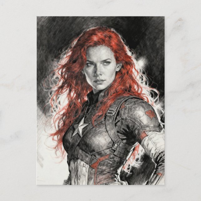 Red haired warrior woman  postcard (Front)