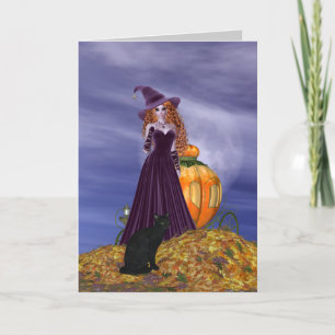 Red Haired Witch Card