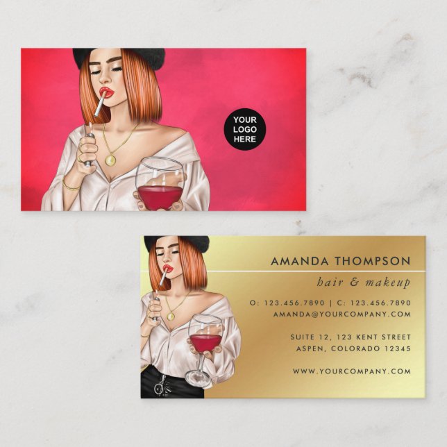 Red Haired Woman Business Card (Front/Back)