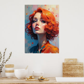 Red Haired Woman Fantasy Portrait Poster