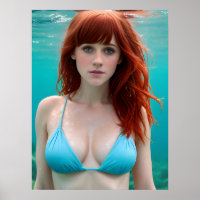 Red Haired Woman in a Bikini Underwater
