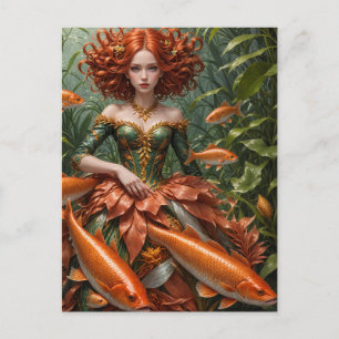 Red haired Woman in Seaweed Fashions Postcard